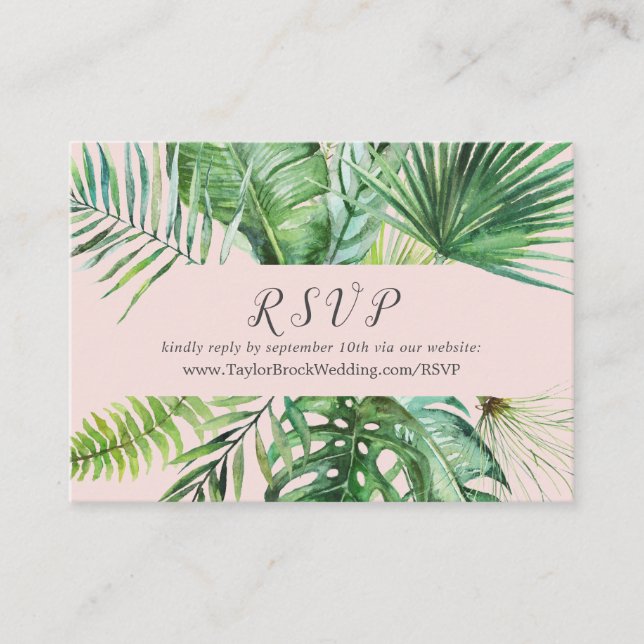Carte D'accompagnement Palme tropicale sauvage | Blush Mariage Website RS (Devant)