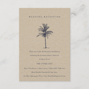 Carte D'accompagnement Palmier Tropical Marine Kraft Réception de mariage