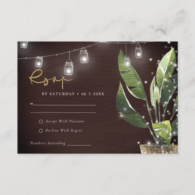 CARTE D'ACCOMPAGNEMENT PALMIER TROPICAL STARRY NIGHT MASON JAR MARIAGE RS (Devant)