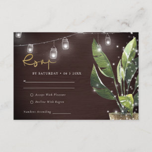 CARTE D'ACCOMPAGNEMENT PALMIER TROPICAL STARRY NIGHT MASON JAR MARIAGE RS
