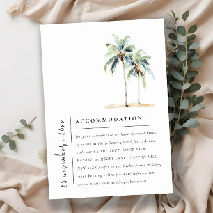 Carte D'accompagnement Palmiers minimaux Hébergement Mariage tropical