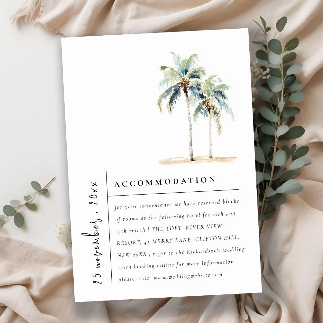 Carte D'accompagnement Palmiers minimaux Hébergement Mariage tropical (Créateur téléchargé)