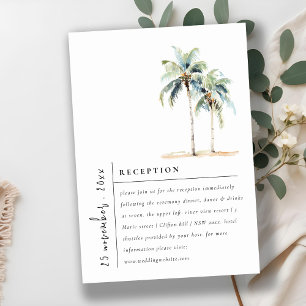 Carte D'accompagnement Palmiers minimaux Réception de mariage tropical