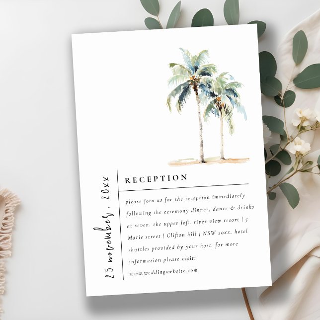 Carte D'accompagnement Palmiers minimaux Réception de mariage tropical (Créateur téléchargé)