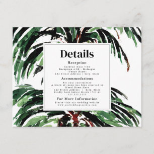 Carte D'accompagnement Palmiers Peints Plage Mariage Détails Accueil