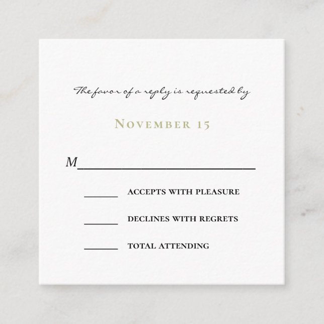 Carte D'accompagnement Palmiers tropicaux Ombres Mariage vert RSVP (Devant)