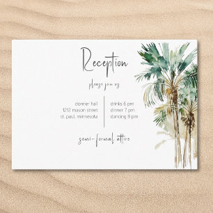 Carte D'accompagnement Palmiers tropicaux Réception de mariage