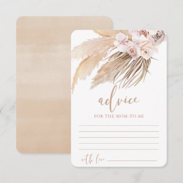 Carte D'accompagnement Pampas grass boho bohemian Conseil pour les parent (Devant / Derrière)