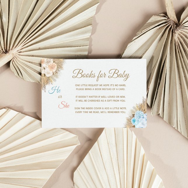 Carte D'accompagnement Pampas Grass Boho Genre Reveilles Livres Pour Bébé (Créateur téléchargé)
