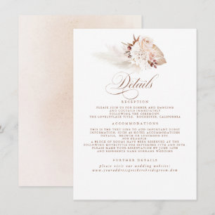 Carte D'accompagnement Pampas Grass Elegant Soft Pastel Détails Mariage