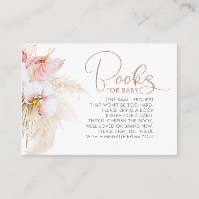 Carte D'accompagnement Pampas Grass Floral Livres Pour Baby Request (Devant)