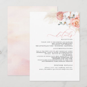 Carte D'accompagnement Pampas Grass Pink Blush Détails du Mariage