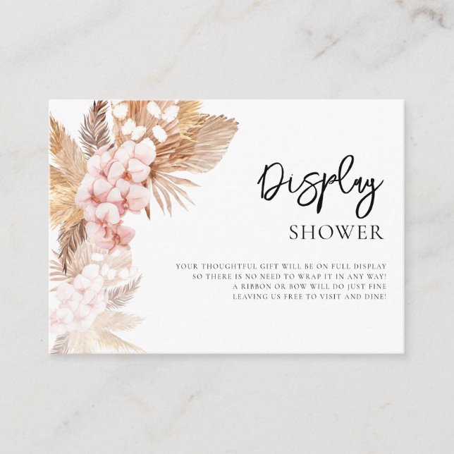 Carte D'accompagnement Pampas Grass rose Floral Bridal Affichage douche (Devant)