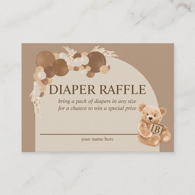 Carte D'accompagnement Pampas Grass Teddy Bear Diaper Raffin (Devant)