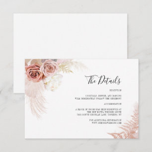 Carte D'accompagnement Pampas Grass Terracotta Floral Détails du Mariage
