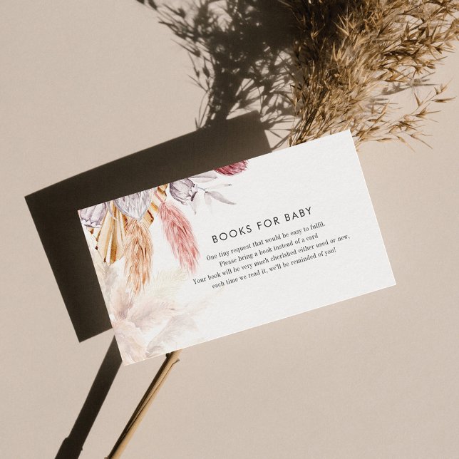 Carte D'accompagnement Pampas Grass Terracotta Livres pour Baby shower (Baby Shower Enclosure Card Books for Baby Request)