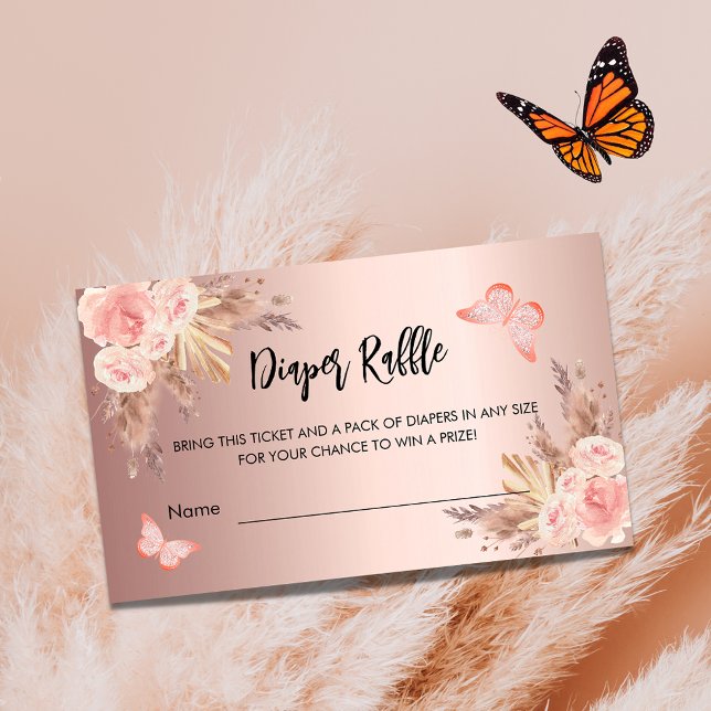 Carte D'accompagnement Pampas papillon baby shower diaper billet de tombo (Créateur téléchargé)