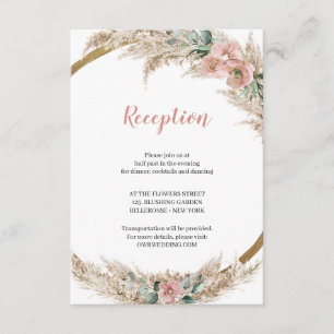 Carte D'accompagnement Pampas séchée Tropical Grass Dusty Rose Eucalyptus