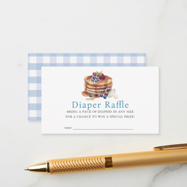 Carte D'accompagnement Pancakes & Pacifiers Blue Boy Diaper Raffle Ticket (Devant/Arrière en situation)