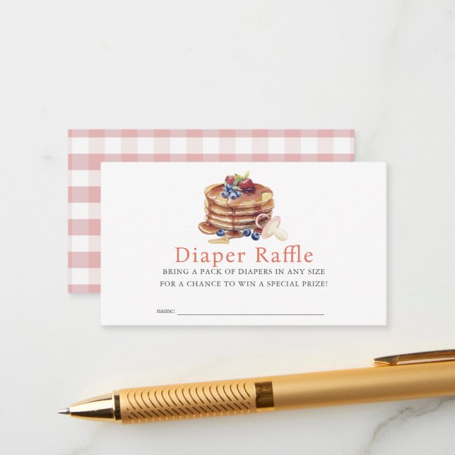 Carte D'accompagnement Pancakes & Pacifiers Pink Diaper Raffle Ticket (Devant/Arrière en situation)