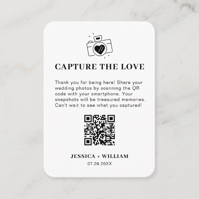 Carte D'accompagnement Panneau QR code Minimal Capture the Love (Devant)