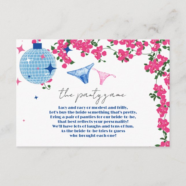 Carte D'accompagnement Panty Game Grec Bougainvillea Bachelorette Hen (Devant)