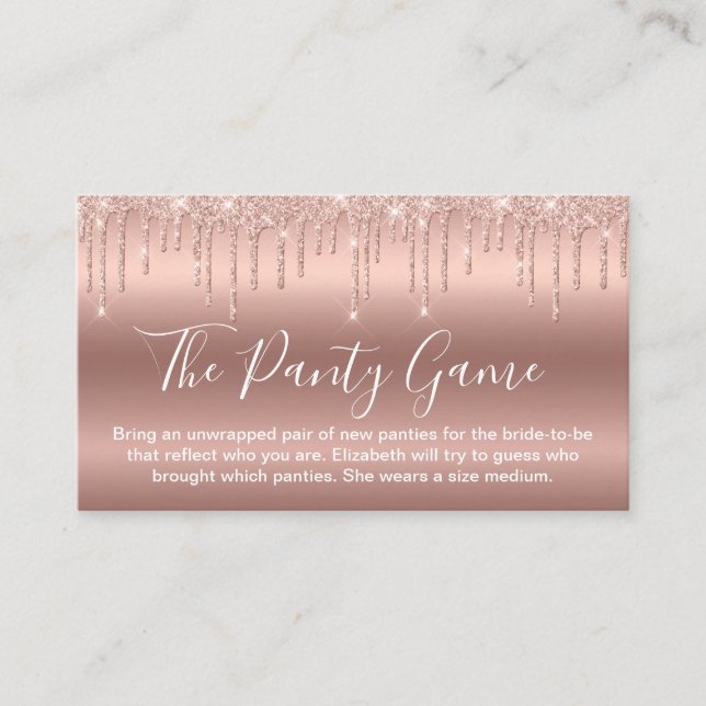 Carte D'accompagnement Panty Jeu Rose Gold Parties scintillant Bacheloret (Devant)