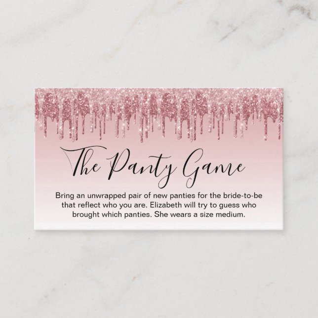 Carte D'accompagnement Panty Jeu Rose Rose Gold Parties scintillant Bache (Devant)