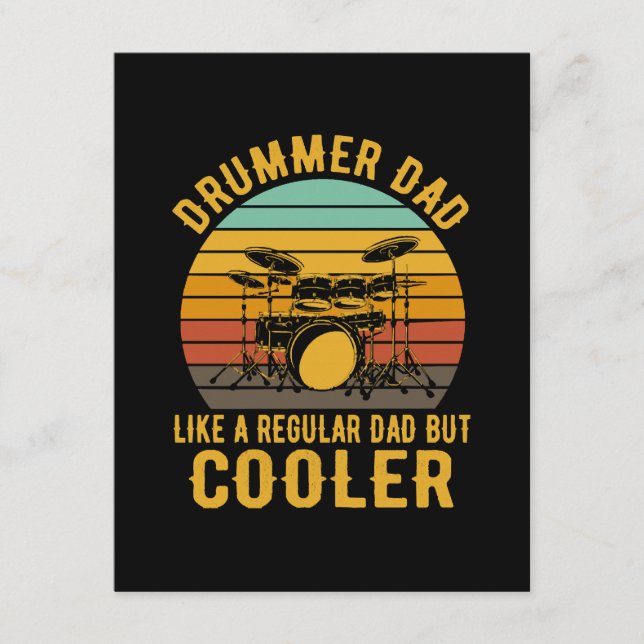 Carte D'accompagnement Papa batteur comme un papa normal mais plus cool (Devant)
