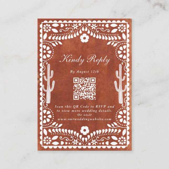 Carte D'accompagnement Papel Picado Boda Mexican Terracotta Brown Wedding (Devant)