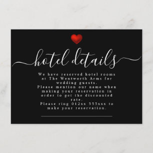 Carte D'accompagnement Papeterie Mariage moderne et simple Red Heart