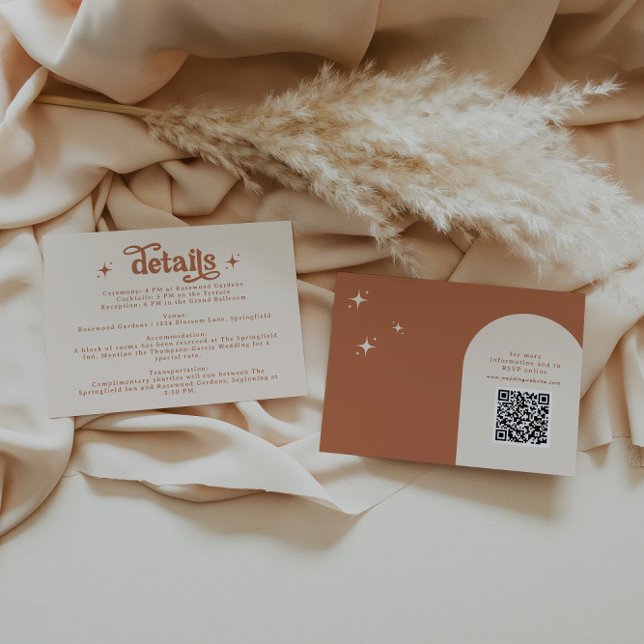 Carte D'accompagnement Papier Mariage Rétro en terre cuite Boho (Créateur téléchargé)