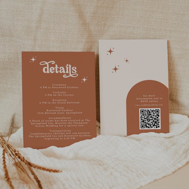 Carte D'accompagnement Papier Mariage Rétro en terre cuite Boho (Créateur téléchargé)