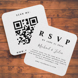 Carte D'accompagnement Papier peigné minimaliste QR Code Mariage RSVP