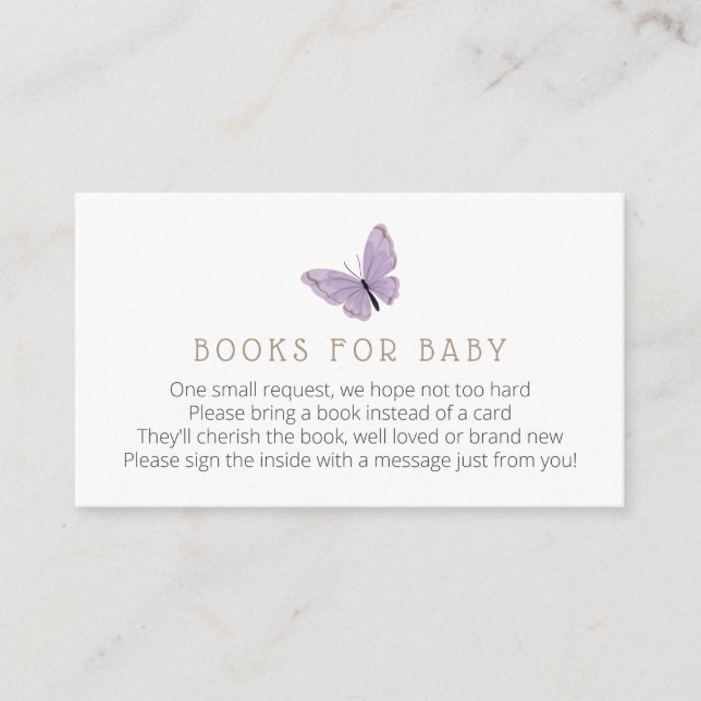 Carte D'accompagnement Papillon Baisers Livres pour Baby Encape Card (Devant)