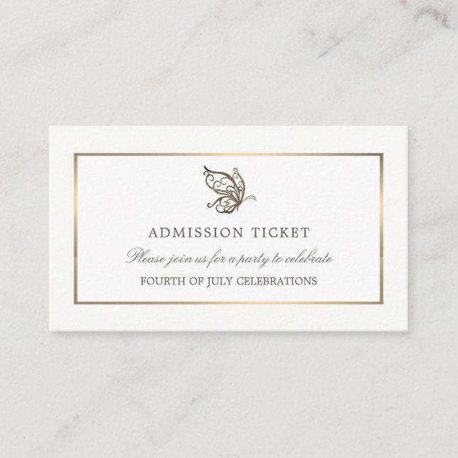 Carte D'accompagnement Papillon élégant, billet d'entrée (Devant)