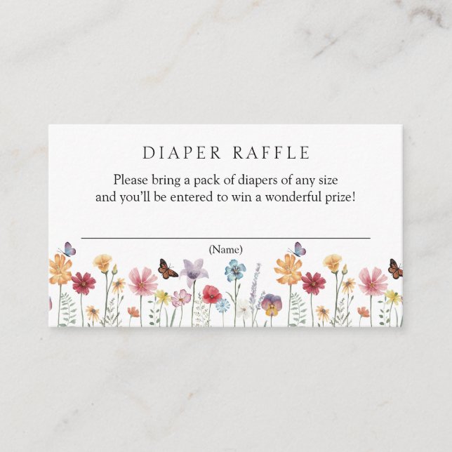 Carte D'accompagnement Papillon et Fleur sauvage Refle  bébé (Devant)