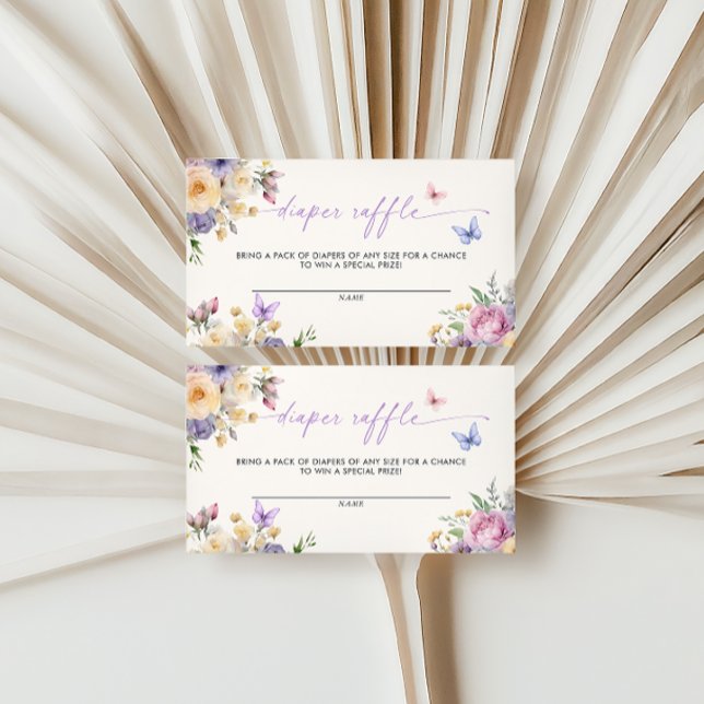 Carte D'accompagnement Papillon Pastel Florals Baby shower Déchets Raffle (Créateur téléchargé)