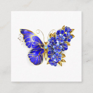 Carte D'accompagnement Papillon saphir à fleurs