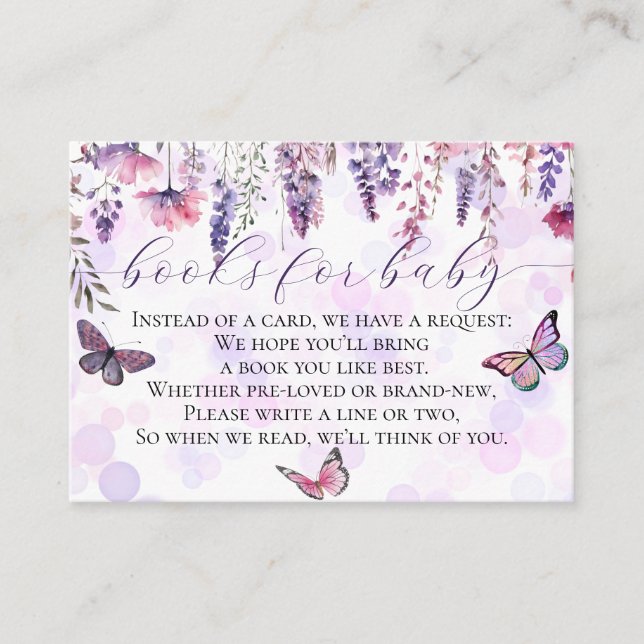 Carte D'accompagnement Papillons Baby showers Fleur sauvage Livres pour b (Devant)