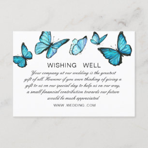 Carte D'accompagnement Papillons d'aquarelle bleu Mariage Wishing Well