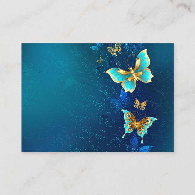Carte D'accompagnement Papillons d'or sur un Arrière - plan bleu (Devant)