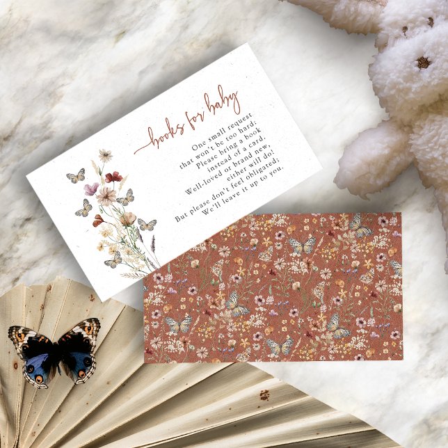 Carte D'accompagnement Papillons En Terracotta Livres Pour Bébé (Butterfly Terracotta Boho Floral Books For Baby Enclosure Card by Painted Paperie
)