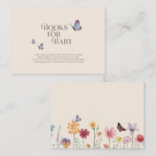 Carte D'accompagnement Papillons et Baby showers Fleurs sauvages Livres p