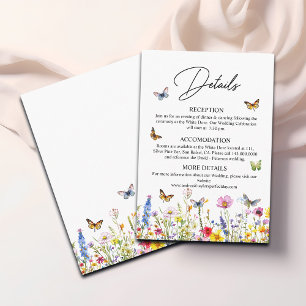 Carte D'accompagnement Papillons fleur sauvage - Détails du Mariage