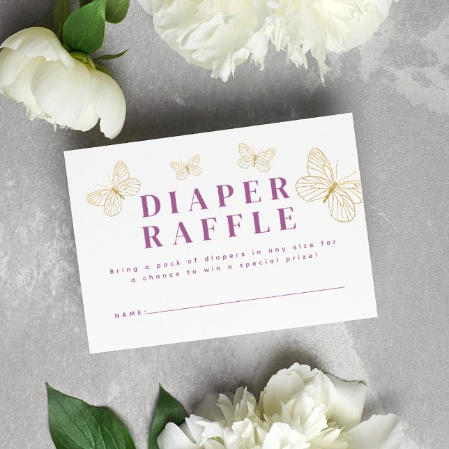 Carte D'accompagnement Papillons Lavender Gold Diaper Raffle (Créateur téléchargé)