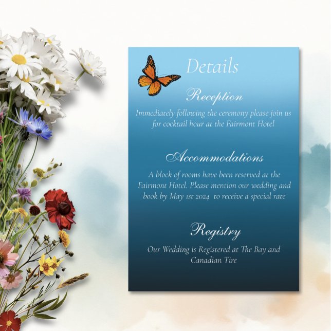 Carte D'accompagnement Papillons Monarque Blue Ombre (Créateur téléchargé)