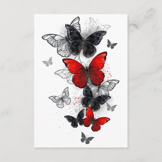 Carte D'accompagnement Papillons noirs et rouges volants (Devant)