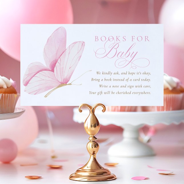 Carte D'accompagnement Papillons rose Fille Baby shower Livres pour bébé (Créateur téléchargé)