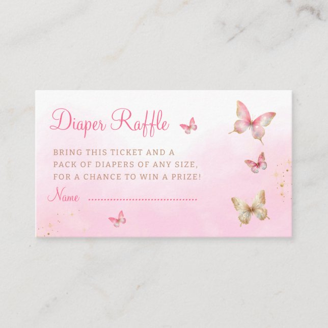 Carte D'accompagnement Papillons rose moderne Bébé Douche Déchets Raffle (Devant)